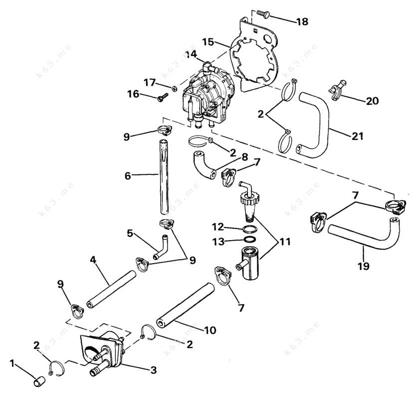 Johnson 1985 140 J140TLCOS, VRO Pump parts catalog